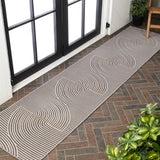Cord Mid-Century Modern Curve Stripe Reversible Machine-Washable Indoor/Outdoor Area Rug