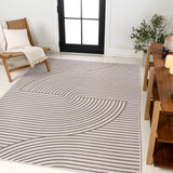 Cord Mid-Century Modern Curve Stripe Reversible Machine-Washable Indoor/Outdoor Area Rug