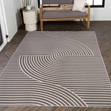 Cord Mid-Century Modern Curve Stripe Reversible Machine-Washable Indoor/Outdoor Area Rug