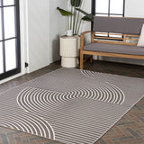 Cord Mid-Century Modern Curve Stripe Reversible Machine-Washable Indoor/Outdoor Area Rug