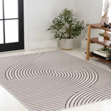 Cord Mid-Century Modern Curve Stripe Reversible Machine-Washable Indoor/Outdoor Area Rug