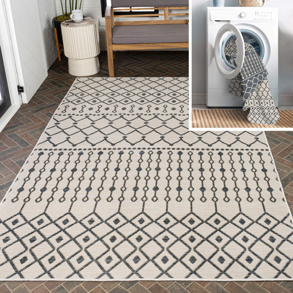 Lizzy Modern Geometric Moroccan Reversible Machine-Washable Indoor/Outdoor Area Rug