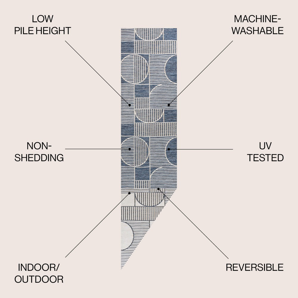 Couristan Mid-Century Modern Geometric Lines Reversible Machine-Washable Indoor/Outdoor Area Rug
