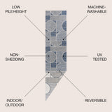 Couristan Mid-Century Modern Geometric Lines Reversible Machine-Washable Indoor/Outdoor Area Rug