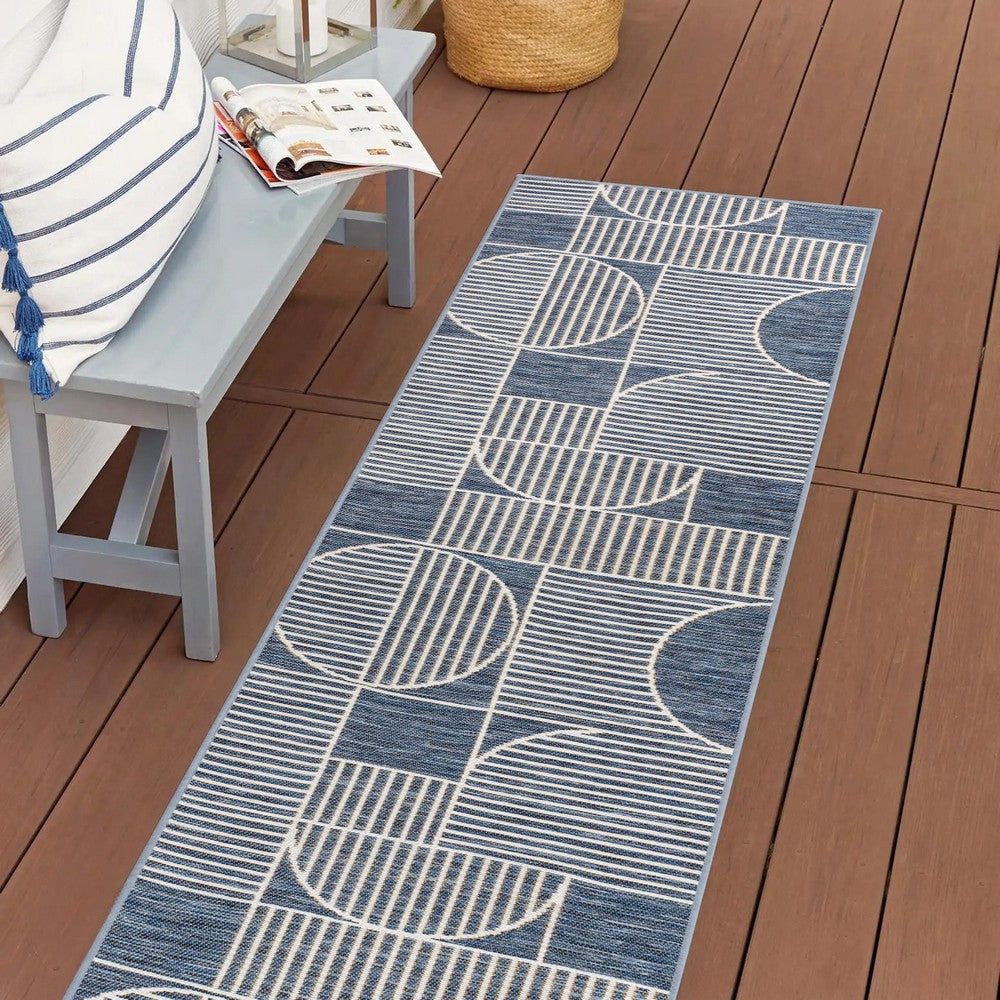 Couristan Mid-Century Modern Geometric Lines Reversible Machine-Washable Indoor/Outdoor Area Rug