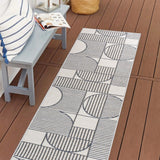 Couristan Mid-Century Modern Geometric Lines Reversible Machine-Washable Indoor/Outdoor Area Rug