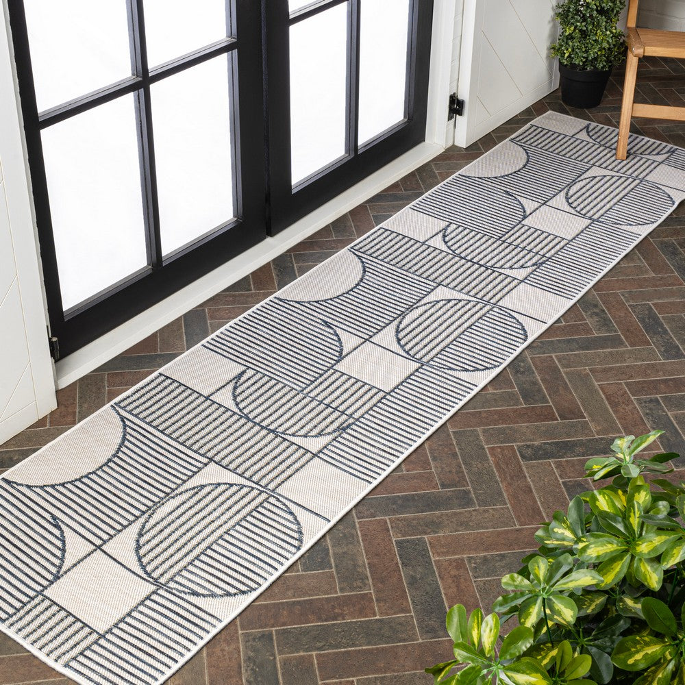 Couristan Mid-Century Modern Geometric Lines Reversible Machine-Washable Indoor/Outdoor Area Rug