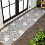 Couristan Mid-Century Modern Geometric Lines Reversible Machine-Washable Indoor/Outdoor Area Rug