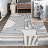 Couristan Mid-Century Modern Geometric Lines Reversible Machine-Washable Indoor/Outdoor Area Rug