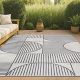 Couristan Mid-Century Modern Geometric Lines Reversible Machine-Washable Indoor/Outdoor Area Rug