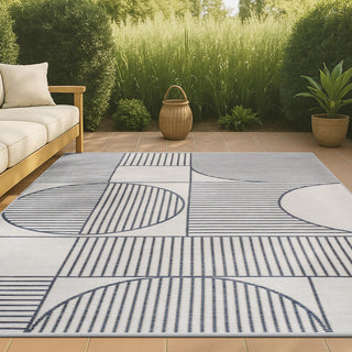 Couristan Mid-Century Modern Geometric Lines Reversible Machine-Washable Indoor/Outdoor Area Rug