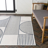 Couristan Mid-Century Modern Geometric Lines Reversible Machine-Washable Indoor/Outdoor Area Rug