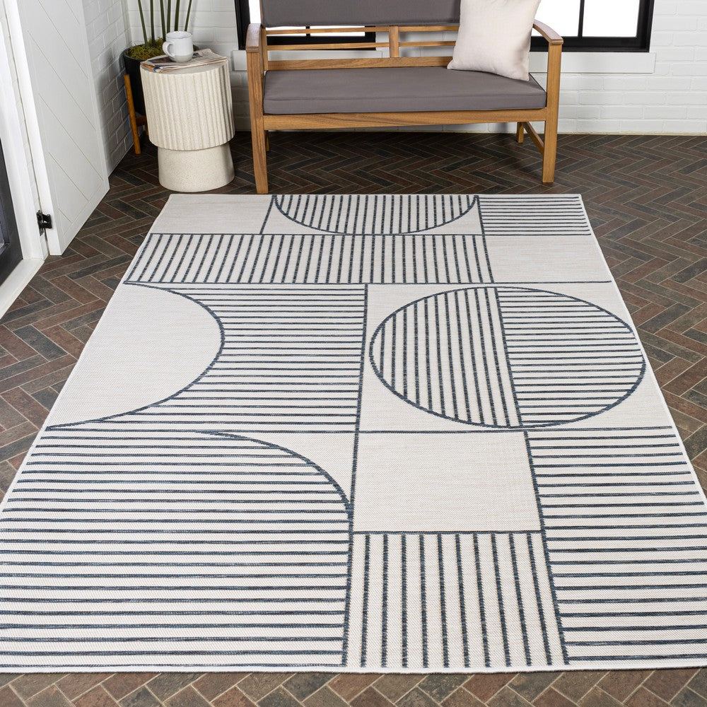 Couristan Mid-Century Modern Geometric Lines Reversible Machine-Washable Indoor/Outdoor Area Rug