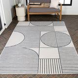 Couristan Mid-Century Modern Geometric Lines Reversible Machine-Washable Indoor/Outdoor Area Rug