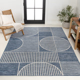 Couristan Mid-Century Modern Geometric Lines Reversible Machine-Washable Indoor/Outdoor Area Rug