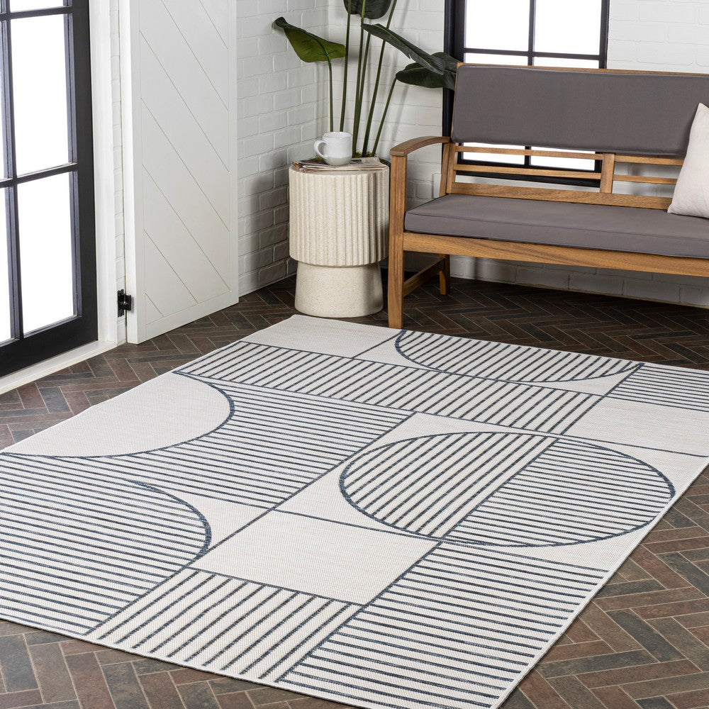 Couristan Mid-Century Modern Geometric Lines Reversible Machine-Washable Indoor/Outdoor Area Rug