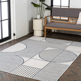 Couristan Mid-Century Modern Geometric Lines Reversible Machine-Washable Indoor/Outdoor Area Rug