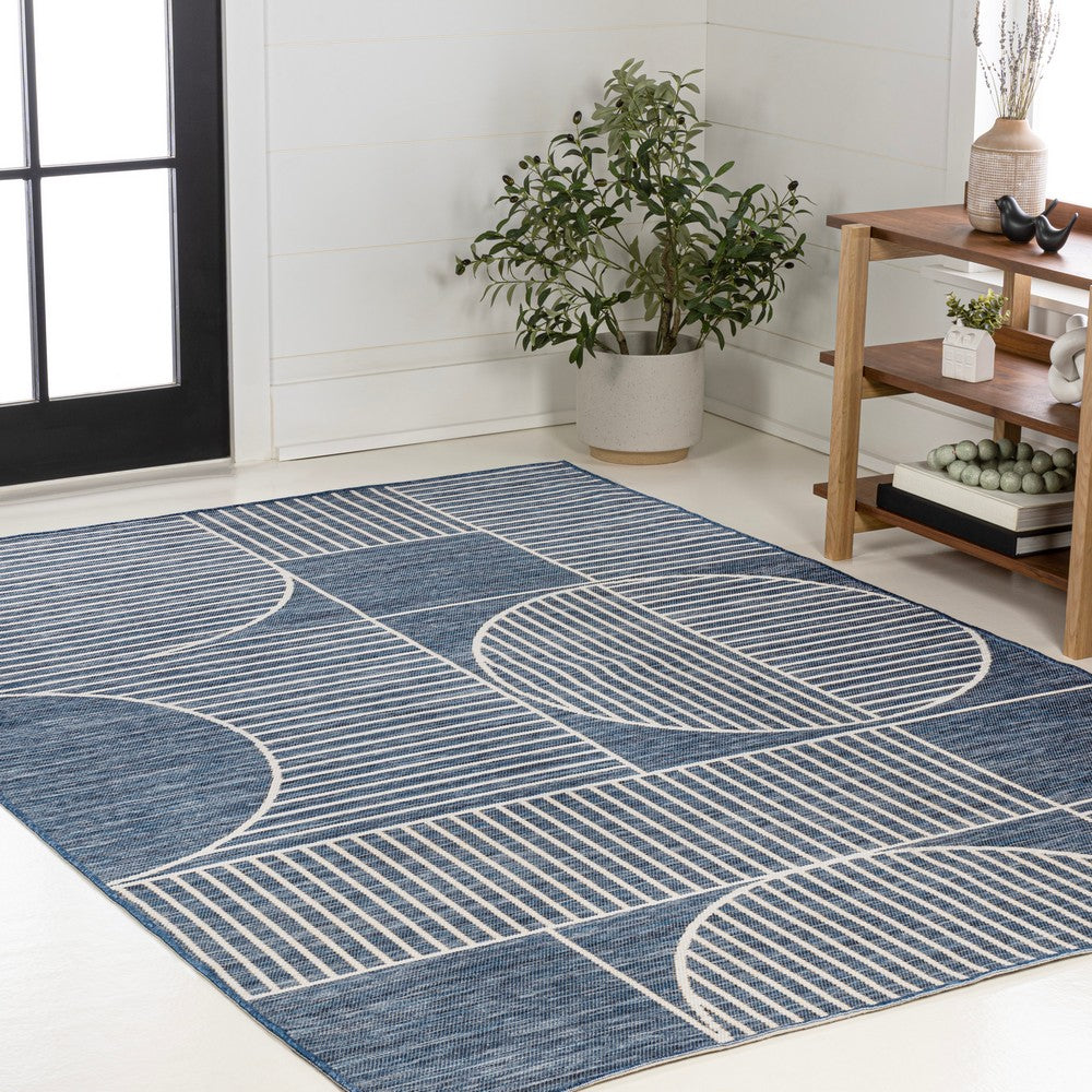 Couristan Mid-Century Modern Geometric Lines Reversible Machine-Washable Indoor/Outdoor Area Rug