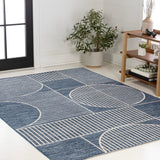 Couristan Mid-Century Modern Geometric Lines Reversible Machine-Washable Indoor/Outdoor Area Rug