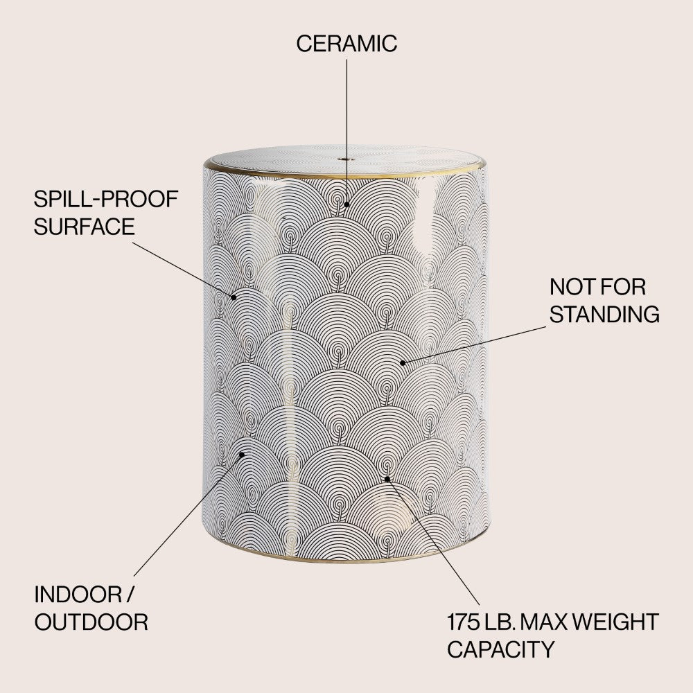 Carey Scale 17" Modern Ceramic Garden Stool