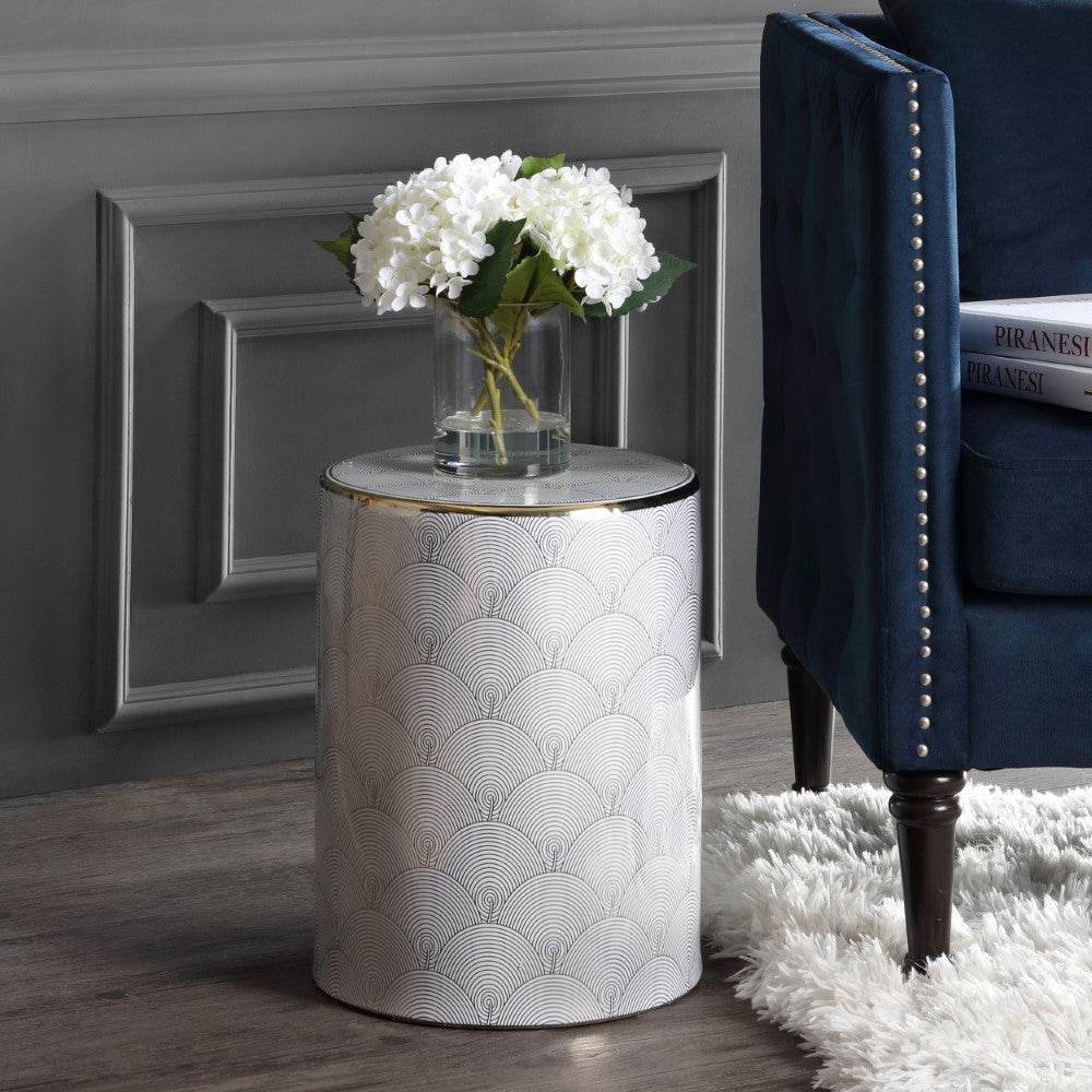 Carey Scale 17" Modern Ceramic Garden Stool