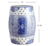 Serra 17.8" Chinoiserie Ceramic Drum Garden Stool