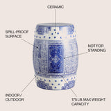 Serra 17.8" Chinoiserie Ceramic Drum Garden Stool