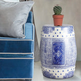 Serra 17.8" Chinoiserie Ceramic Drum Garden Stool