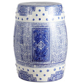 Serra 17.8" Chinoiserie Ceramic Drum Garden Stool