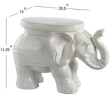 Trina White Elephant 14.2" Ceramic Garden Stool