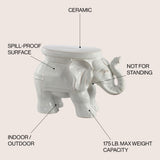 Trina White Elephant 14.2" Ceramic Garden Stool