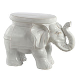 Trina White Elephant 14.2" Ceramic Garden Stool