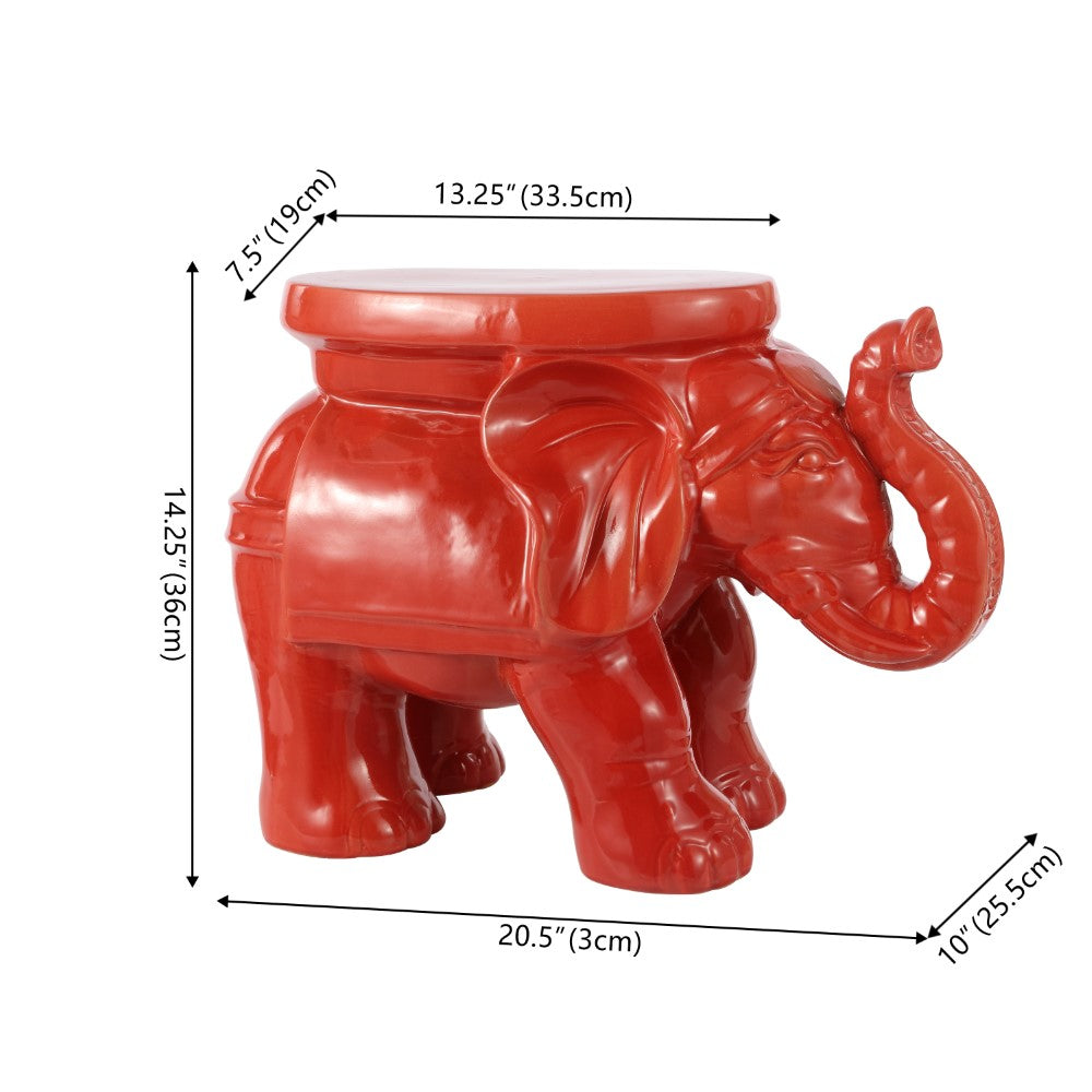 Trina White Elephant 14.2" Ceramic Garden Stool