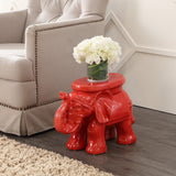 Trina White Elephant 14.2" Ceramic Garden Stool