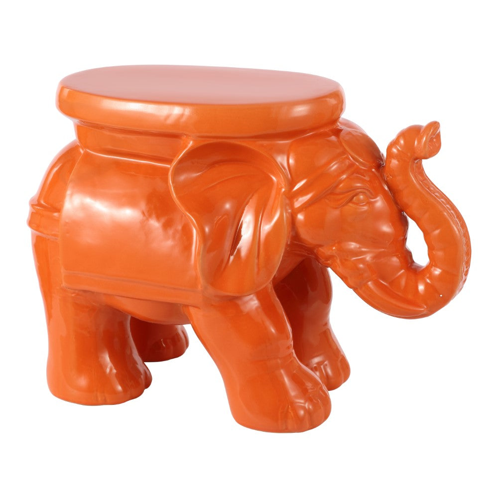 Trina White Elephant 14.2" Ceramic Garden Stool