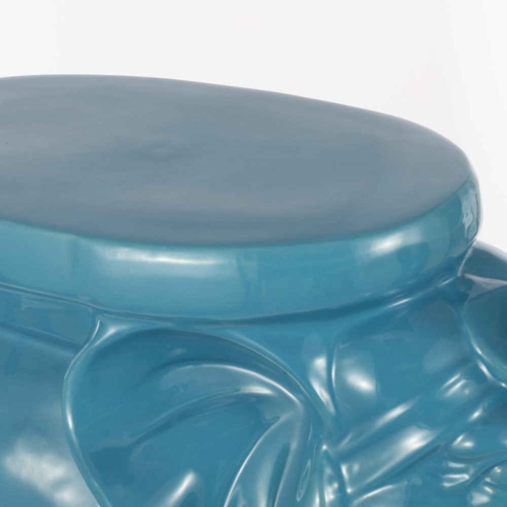 Trina White Elephant 14.2" Ceramic Garden Stool