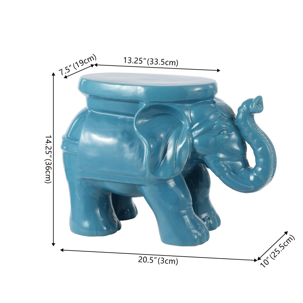 Trina White Elephant 14.2" Ceramic Garden Stool