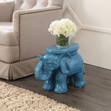 Trina White Elephant 14.2" Ceramic Garden Stool