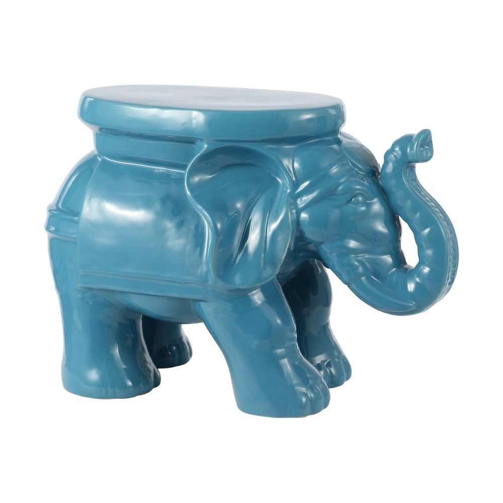 Trina White Elephant 14.2" Ceramic Garden Stool