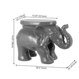 Trina White Elephant 14.2" Ceramic Garden Stool