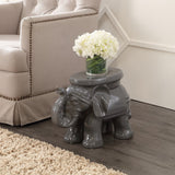 Trina White Elephant 14.2" Ceramic Garden Stool