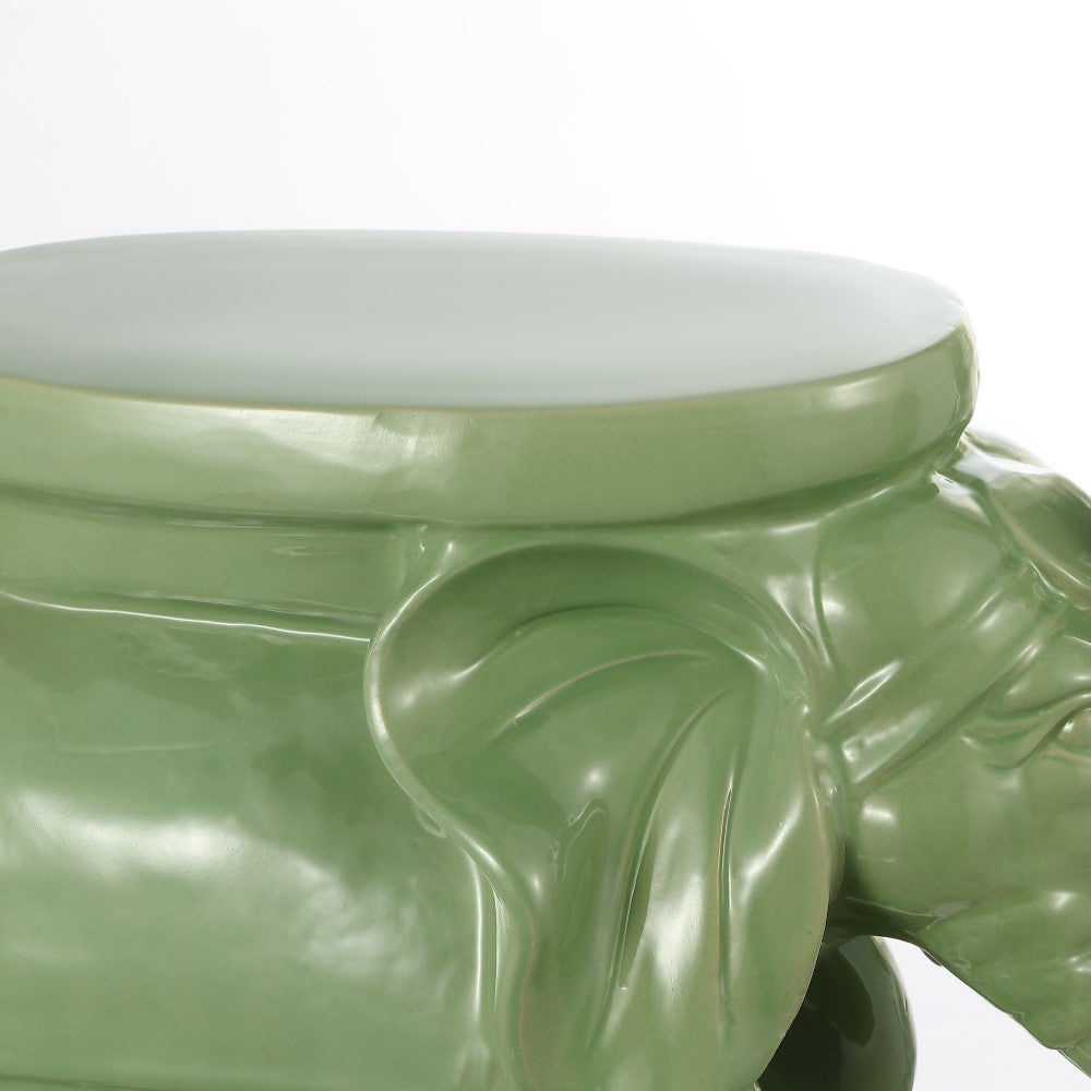 Trina White Elephant 14.2" Ceramic Garden Stool