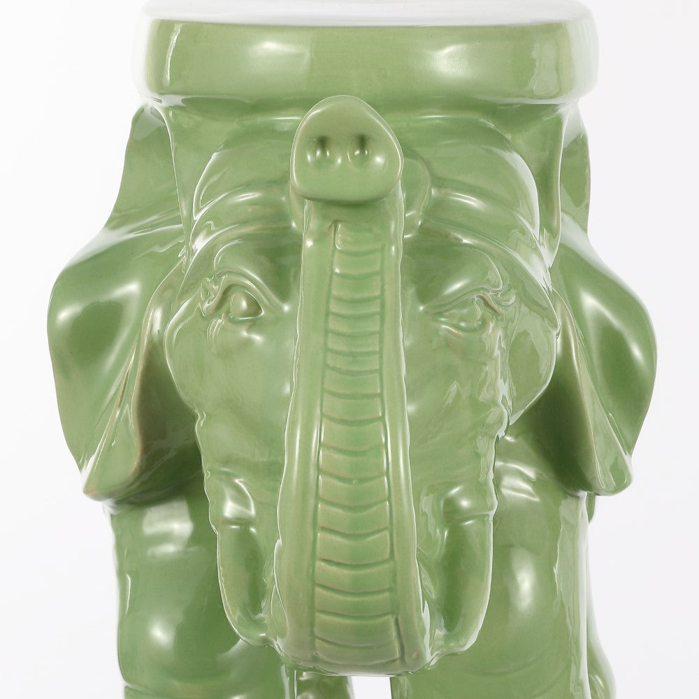 Trina White Elephant 14.2" Ceramic Garden Stool