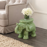 Trina White Elephant 14.2" Ceramic Garden Stool
