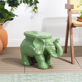 Trina White Elephant 14.2" Ceramic Garden Stool