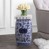 Eddie 18.5" Chinoiserie Ceramice Square Garden Stool