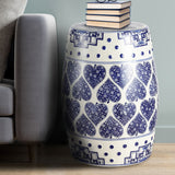 Hal 17.8" Chinoiserie Ceramic Drum Garden Stool