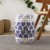 Hal 17.8" Chinoiserie Ceramic Drum Garden Stool