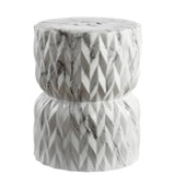 Holbrook Drum 17.5" White Marble Finish Ceramic Garden Stool