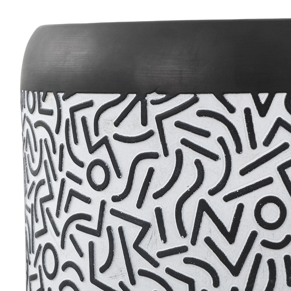 Vernis 17.75" Modern Bohemian Geometric Drum Garden Stool